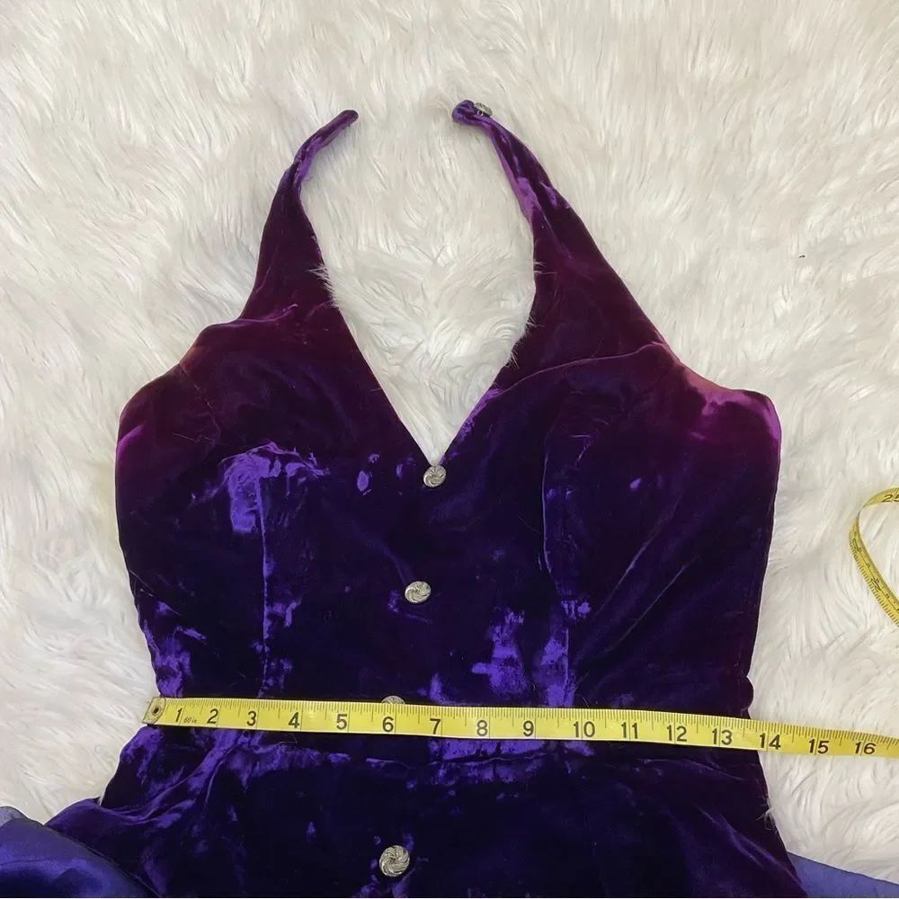 Dave & Johnny Vintage Purple Velvet & Tulle Formal Ball Gown Prom Dress S - Picture 11 of 13